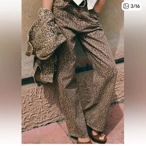 Zara Leopard print TRF Wide leg pants